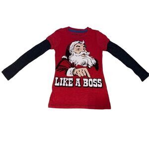 Lol Vintage Glitter Santa Clause Shirt Girls Xs Christmas